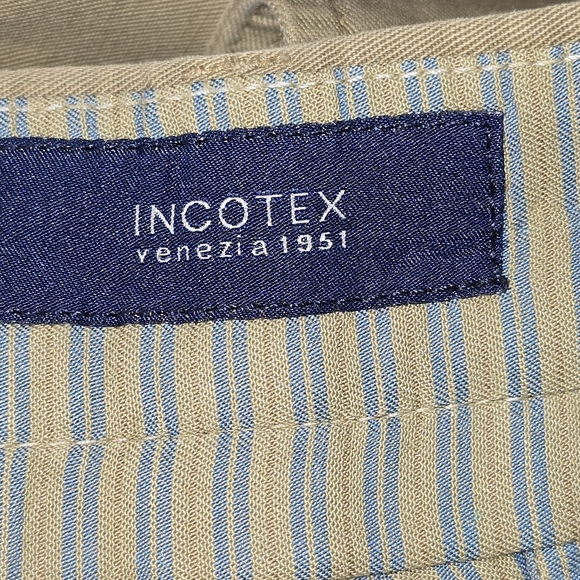 Incotex Men's Dark Khaki Chino Lino Linen Blend Quality Pants Mens 32 - Picture 7 of 9